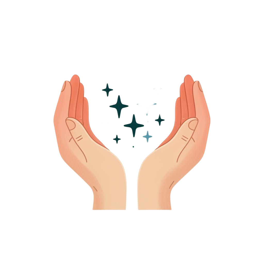 Two hands holding sparkles, symbolising trust